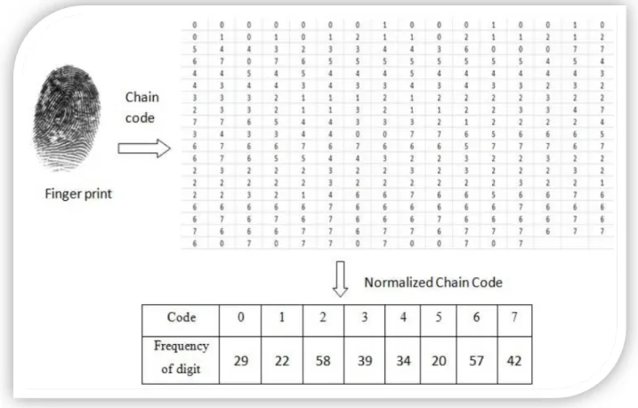 Figure 3: Example of Feature Extraction using normalized chain code 