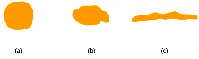 Figure 1. Gradation from most compact (a) to least compact shapes (c). The 