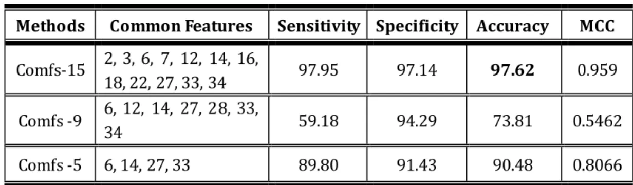 Table 4 Statistical Measures of Common Features 