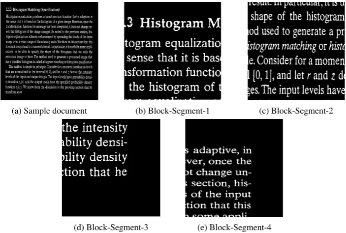 Fig. 6: Viewing the sample document and different block-segments extracted from compressed data after decompression
