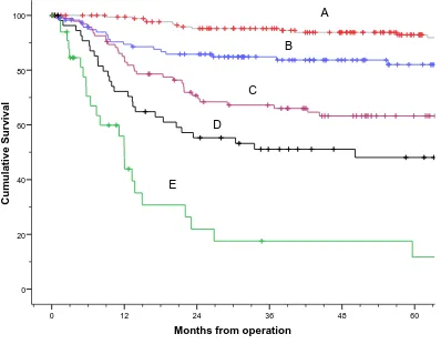 Figure 1 Disease specific survival for 489 patients with oral SCC by pN status and closeness of resection margins