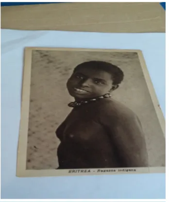 Figure 3. Italian postcard showing a underaged girl in Eritrea. They were called “bambine” and these postcards sold in the shops during colonial time illustrate the theory of “bambine mania”