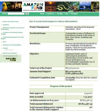 Figure 11 Database structured at Level I - Projects. 