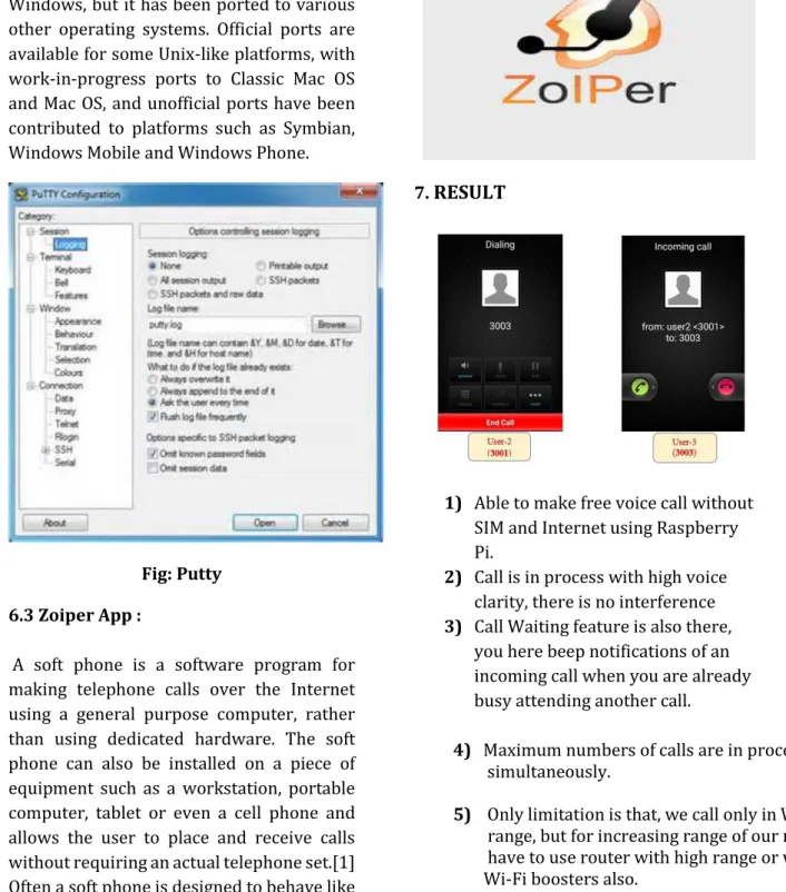 Fig: Putty  6.3 Zoiper App : 