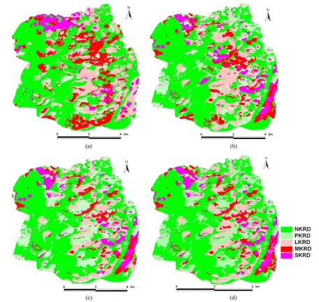 Figure 4. The changes of KRD between 1973 and 2010 in study area. 