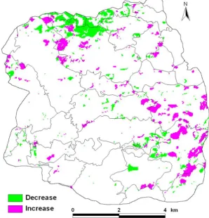 Figure 5. The spatial change of SKRD of the study area during period from 1963 to 2010