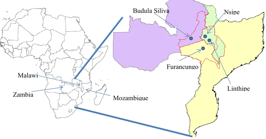 Figure 1: Map showing the location of the Chinyanja Triangle and research sites 