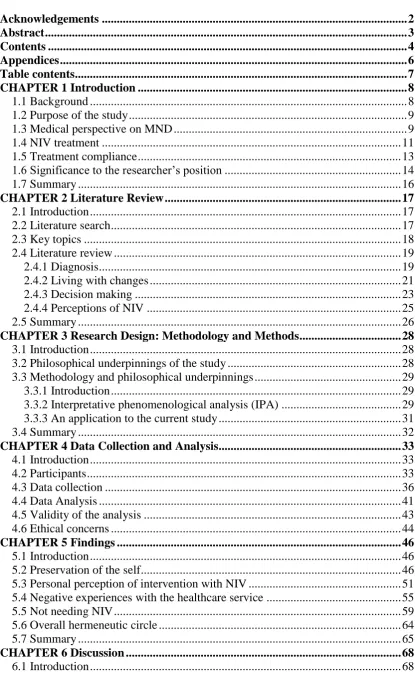 Table contents ..............................................................................................................