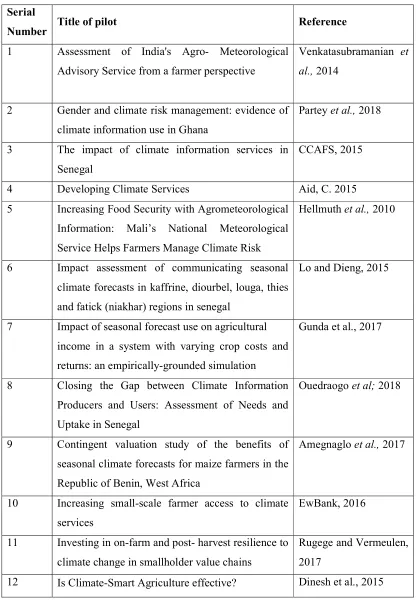 Table 2: Pilot publications that were considered in the final review process 