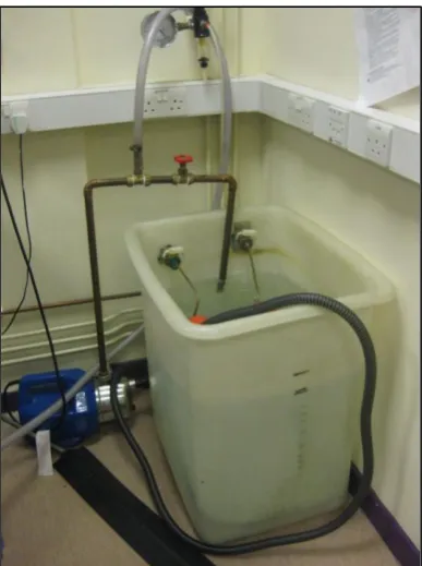 Figure 3.8 The water was stored in a tank and then pumped into the cooling system. 