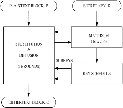 Figure 1:  Simplified block diagram of substitution and diffusion procedure 