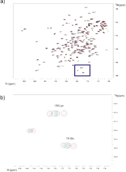 Figure 3.11. Two-dimensional NMR Analysis of NCS-1 with temperature titration. NMR was performed on an Avance Bruker 800 MHz spectrometer, in the presence of Ca2+, at pH 6.5