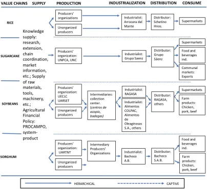 Figure 1. Integrated map of soybeans, sugarcane, rice and sorghum value chains*  