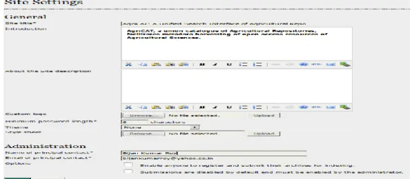 Figure 7. Site management  9.3. Adding Data Provider to the Harvester 