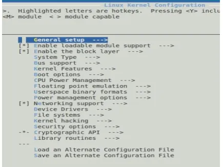 Figure 6: Kernel Configuration Menu 