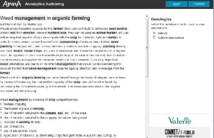 Figure 2: A screenshot of AnnA, in which a document from the document  base is being annotated