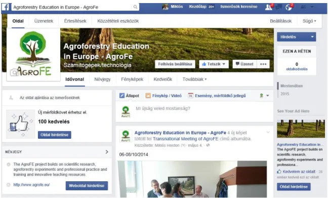 Figure 4. The Agroforestry project common network site on the Facebook 