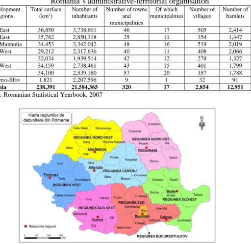 Table 1  Romania’s administrative-territorial organisation 