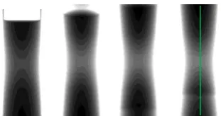 Fig. 8. Evolution of the different corium phases (simulation radiography).