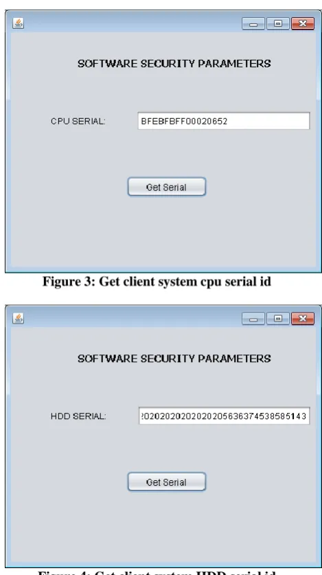 Figure 4: Get client system HDD serial id  