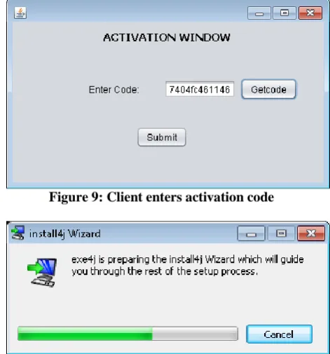 Figure 9: Client enters activation code  