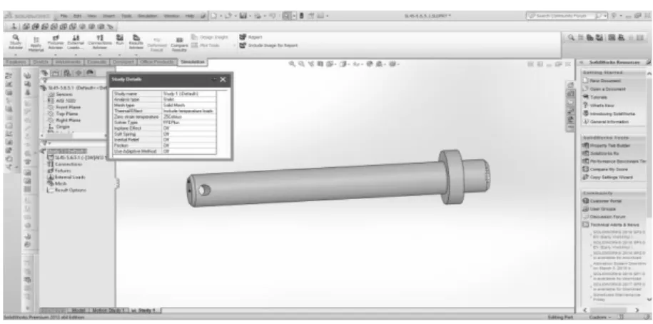 Figure 3.1 Option static as analysis type,   solid for mesh type and FFEPlus solver 