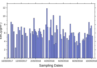 Figure 2. EBC content of PM2.5 for the campaign period. 