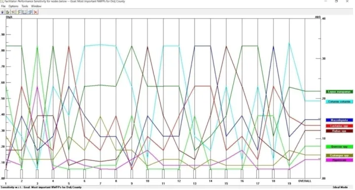 Figure 3. The ranking of the eight NWFPs 