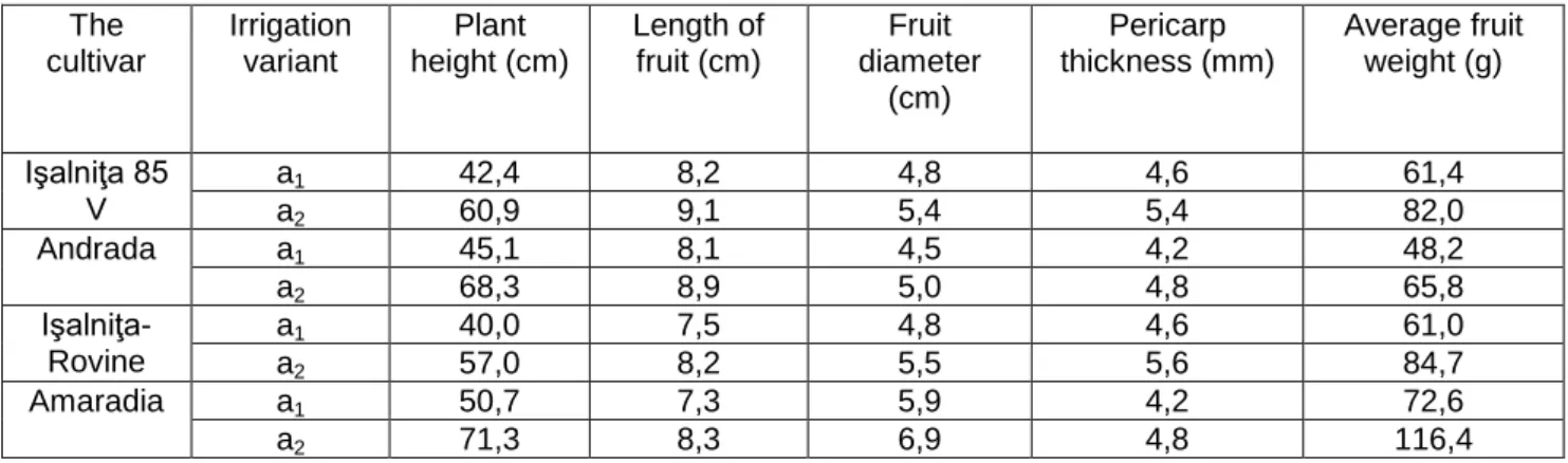Table 7  The influence of the irrigation regime on the growth and development of plants and 