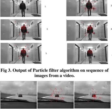 Fig 5. Output of Particle filter algorithm on sequence of images from a video. 