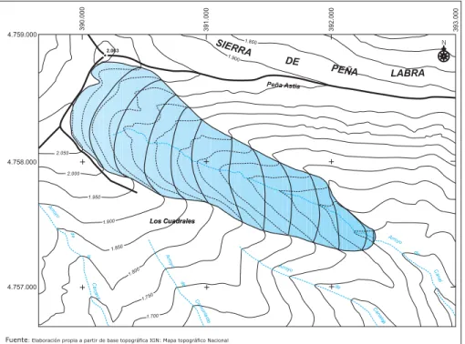 Figura 5. Reconstrucción cartográfica del glaciar de Sel de Brañosera.