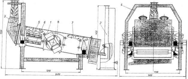 Figure 1. – Constructive Scheme of Intensive Cleaner Separator SAI 800  Cleaning processing capacity, 810 t/h 
