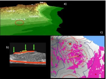 Fig. 4: Castello di Alceste. Cost Surface Analysis in overlay to  the line of sight, developed by GIS System on territorial scale