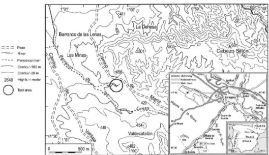 Figure 1. Test area in the Val de las Lenas Central Ebro Basin in Northeast Spain.
