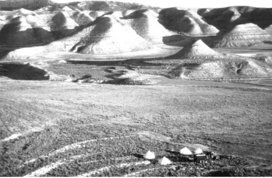Figure 2. Abandoned fields on the flat valley bottom in the Val de las Lenas  in front of the Mesa de Zaragoza