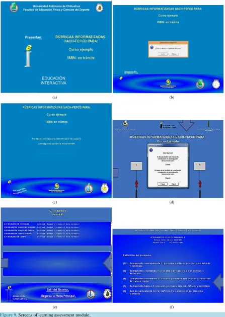Figure 9. Screens of learning assessment module..                                                               