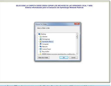 Figure 6. Screen: Where do you want to copy the files locally and web versions? Generator module system.