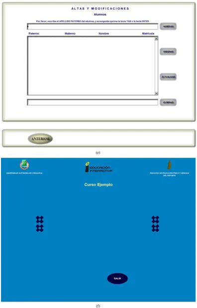 Figure 7. Screens of builder module course structure (part one).                                       