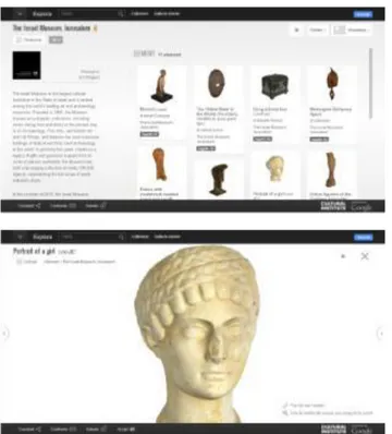 Fig. 5: The Israel Museum 3D collection on Art Project  and a 3D marble Roman portrait of a girl, 110 A.D
