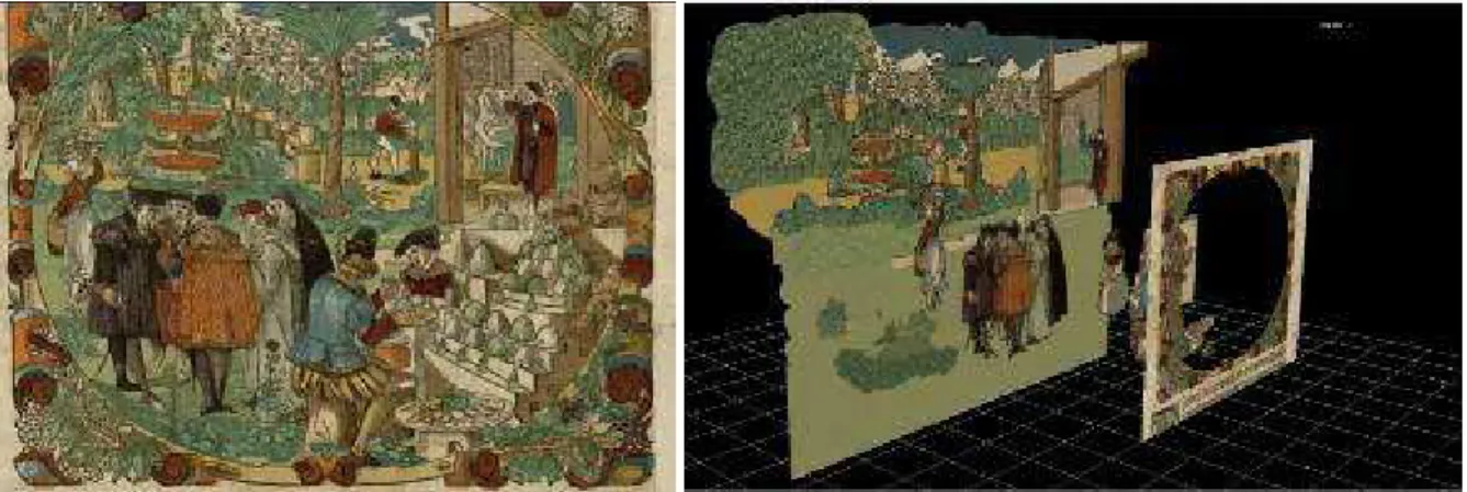Fig. 6: Original illustration (left) and depth layers (right) 