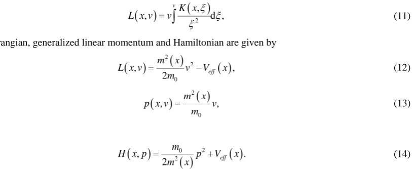 Figure 1(a)Figure 2(a) one notes a singular behavior in the velocity which comes from (16) and does not appears in the Hamiltonian formulation (17)