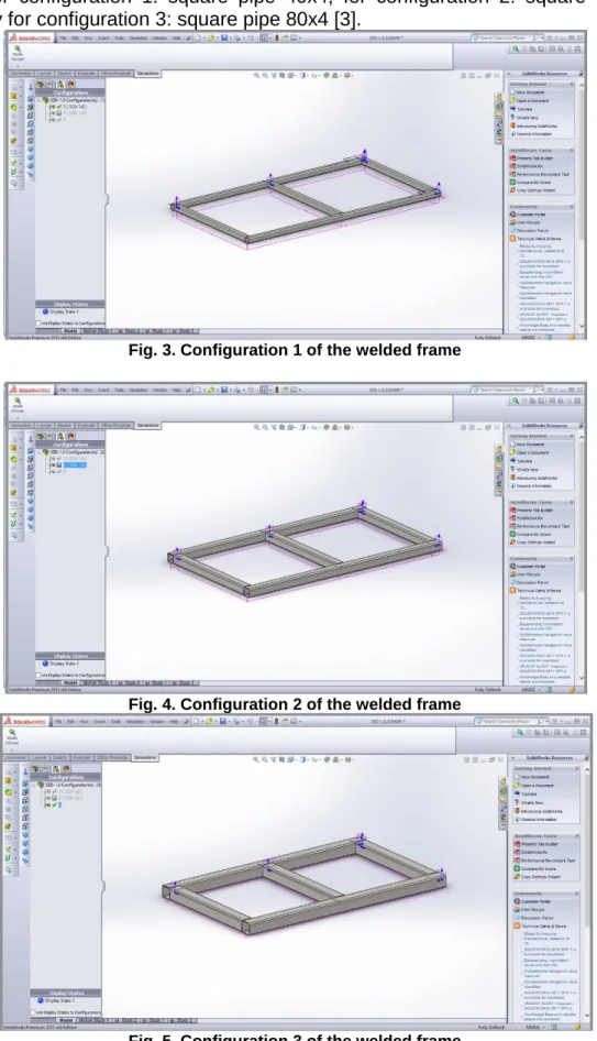 Fig. 3. Configuration 1 of the welded frame 