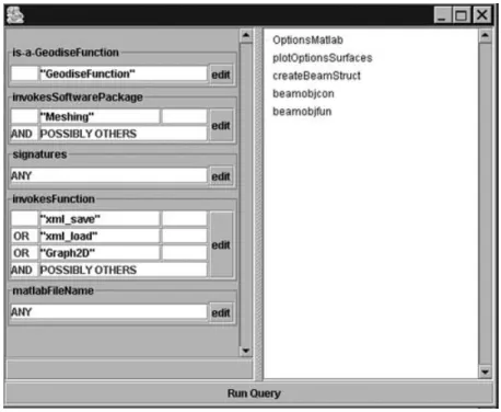 Figure 6 shows an ontology-powered query GUI, which can construct query criteria from ontological terms and perform semantic resource discovery