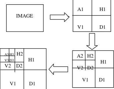 Figure 1: DWT decomposition of an image for level 3. 
