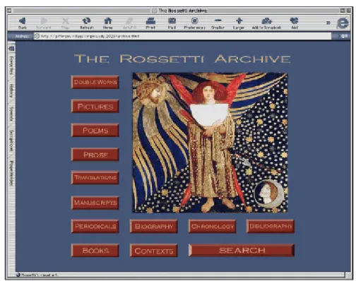 Figure 3. Image of the central web page in the Rossetti archive (accessed 30 Nov.  2001)