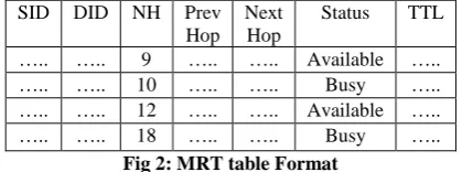 Fig 2: MRT table Format  