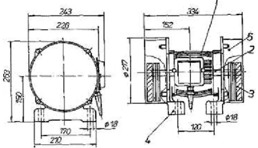 Fig. 3. Constructive characteristics of electric motovibrator [1]