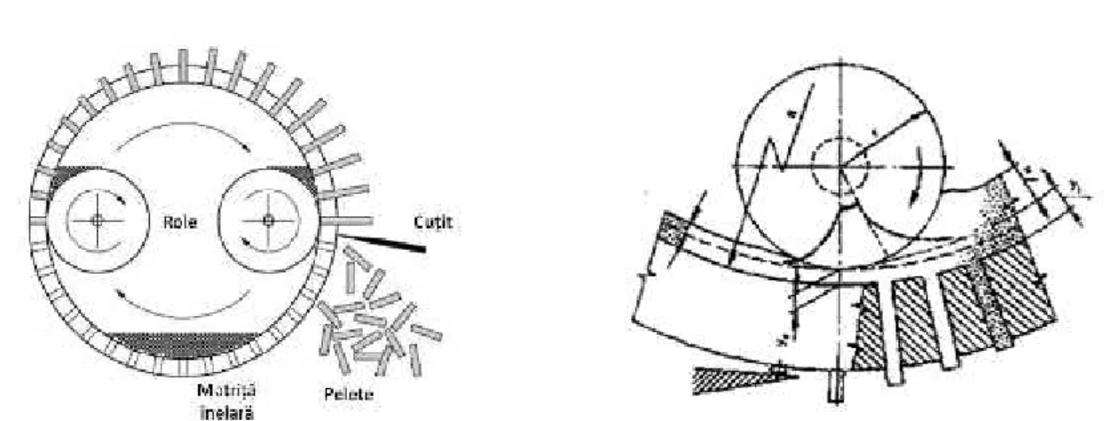 Fig. 7 – Operating principle of the ring die pelletizing machine [6]