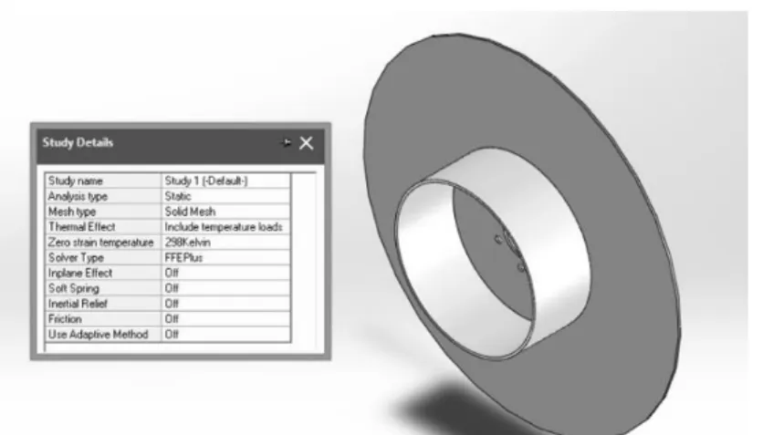 Figure 4. Selection options as static type analysis, solid meshing and solver for the type of FFEPlus 
