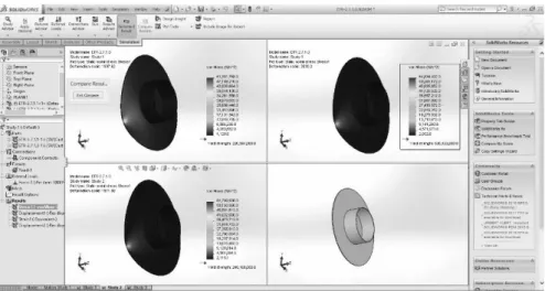 Figure 8.Sequence during comparison studies and results appear on the screen as tensile von Mises  distribution  